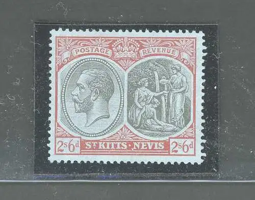 1921-29 ST. KITTS NEVIS, Stanley Gibbons n. 47b - 2s.6d. schwarz-rot - postfrisch**