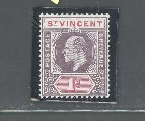 1904-11 ST. VINCENT - Stanley Gibbons Nr. 86 - 1d. stumpf lila und karminrot - postfrisch**