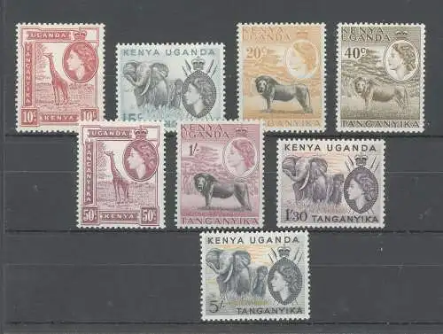 1954-59 Kenia Uganda Tanganjika - Stanley Gibbons Nr. 167- 80 - Elizabeth II - 8 Werte à 16 - Serie unvollständig - postfrisch **