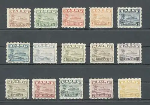 1924-48 Nauru - Australian Mandate - Stanley Gibbons n. 26A-39A - Serie von 14 Werten - White Paper - MLH* - MNH** (10 Schilling)