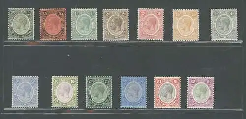 1922-33 BRITISH HONDURAS, Stanley Gibbons Nr. 124-37 - Serie mit 13 Werten - MH*