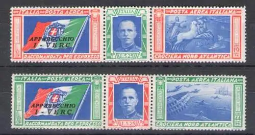 1933 Italien - Königreich, Luftpost, Nr. 51T/52T - Tripttici Verc - MNH**