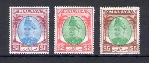 1949-55 Malaysian States - SELANGOR - Stanley Gibbons Nr. 108-110 - 3 High Values - MNH **