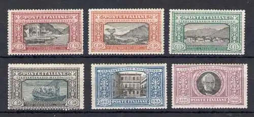 1923 Italien - Königreich - Nr. 151-56 - Komplette Serie 6 Werte - 50. Todestag von Alessandro Manzoni - postfrisch **