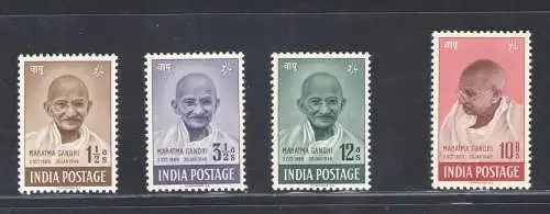 1948 Indien - Stanley Gibbson Nr. 305-08 - 1 Anniversary Independence - Mahatma Gandhi - 4 Werte - MNH **