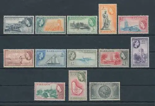 1953 BARBADOS, Stanley Gibbons # 289/301 - Elisabetta II, MNH **