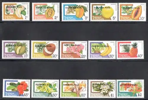 1983 Antigua - Yvert et Tellier Nr. 701-18 - Ordentliche Serie - Blumen und Früchte - 18 Werte - postfrisch **