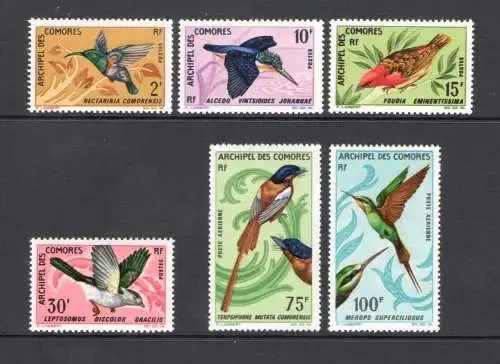 1967 Komoren - Yvert Katalog Nr. 41-44 + Luftpost 20-21 - Vögel - 6 Werte - postfrisch **