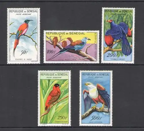 1960-63 Senegal - Republik, Vögel - Yvert Luftpost Nr. 31-35 - 5 Werte - postfrisch **