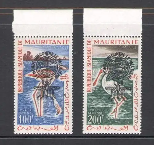 1962 MAURETANIEN - Luftpost Überdruckt - Yvert Katalog Nr. 20A-20B - Vögel - 2 Werte - postfrisch**