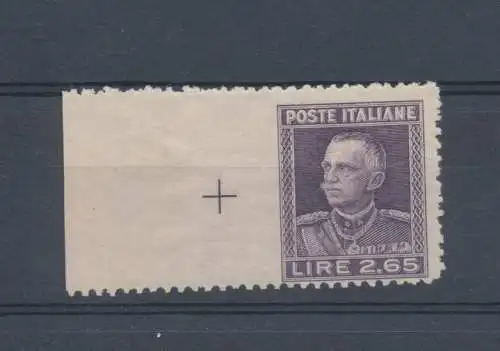 1927 Italien - Königreich, Bildnis von Vittorio Emanuele III, 2,65 Lire lila ungezähnt links mit vollem Blattrand, Nr. 217g - postfrisch **