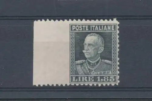 1927 Italien - Königreich, Bildnis von Vittorio Emanuele III, 1,85 Lire schiefergrau ungezähnt links, Nr. 215g - MLH*