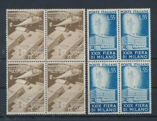 1951 Italien - Republik, 29 Fiera di Milano - 2 Werte, Nr. 657/58, gute sehr gute Zentrierung, postfrisch** - Viererblock