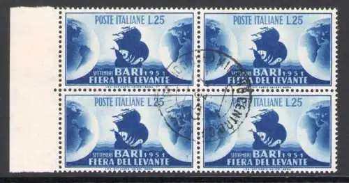 1951 Republik - Nr. 670 - 15 Fiera del Levante Bari, 1 Wert - Viererblock - Gebraucht