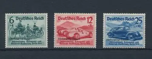 1939 Deutschland - Reich, Internationale Automobil-Ausstellung, Aufdrucke Nürburgring - Rennen - Nr. 629A/629C, 3 Werte - MH*