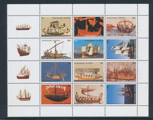 2003 Niederländische Antillen - Schiffe - Yvert Katalog Nr. 1364/75 - Block mit 12 Werten - postfrisch**