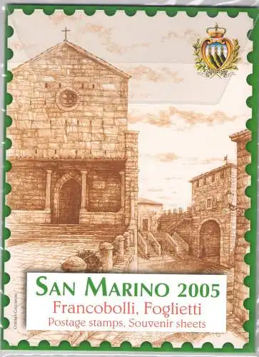 2005 San Marino, offizielles Jahresbuch der philatelistischen Ausgaben, Briefmarken, Bogen - postfrisch **