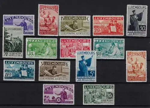 1935 Luxemburg - Pro Intellectuali - Nr. 259/273, Serie mit 15 Werten, postfrisch** - Diena Zertifikat