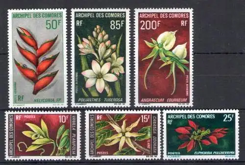 1969-70 Komoren - Yvert Katalog Nr. 53+54+56 + Luftpost 26/28 - Blumen - 5 Werte - postfrisch **