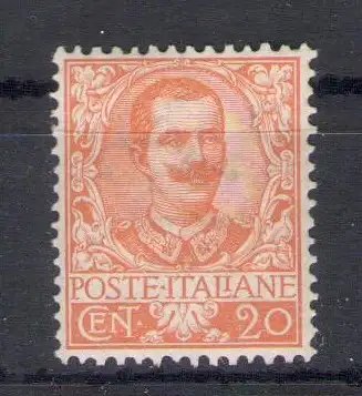 1901 Italien - Königreich, Nr. 72, 20 Cent orange, sehr gut zentriert - postfrisch **