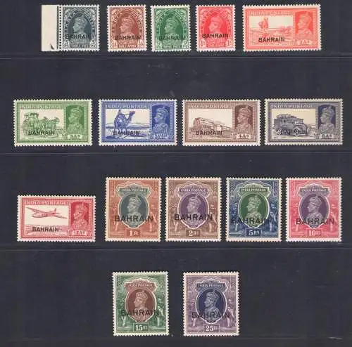 1938-41 BAHRAIN, Stanley Gibbons Nr. 20/37 - Georg VI. - MH*