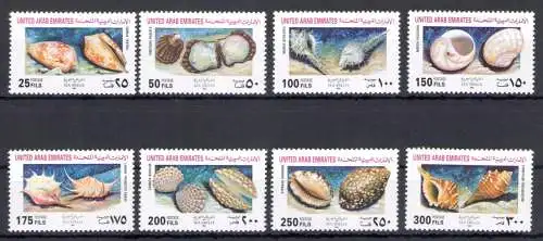 1993 Vereinigte Arabische Emirate, Stanley Gibbons Nr. 415/22 - Muscheln - postfrisch **