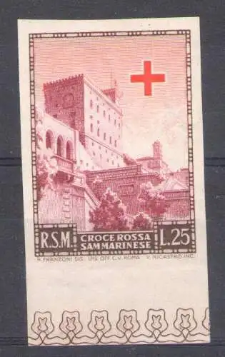 1951 San Marino, Nr. 369a Rotes Kreuz ungezähnt - postfrisch ** SORTE