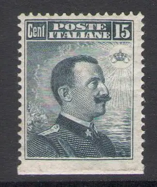 1911 Italien - Königreich, Nr. 96fb 15 Cent Michetti ungezähnt unten - MH*