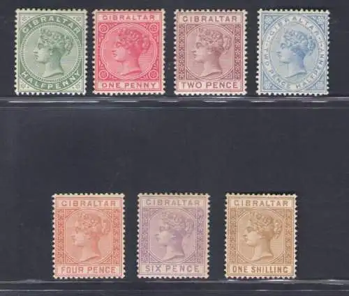 1886-87 Gibraltar, Stanley Gibbons Nr. 8/14 - Wasserzeichen AC - MH*