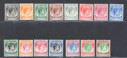 1948-52 Singapur - SG 13/15, gezähnt 14 - postfrisch **