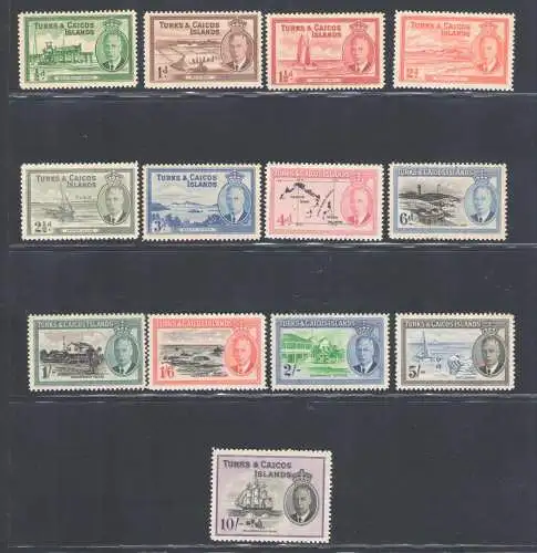 1950 TURKS AND CAICOS, Nr. 221/233 - 13 Werte - postfrisch **