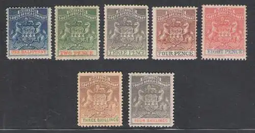 1892-94 British South Africa Company, Stanley Gibbons n. 18/26 - postfrisch**