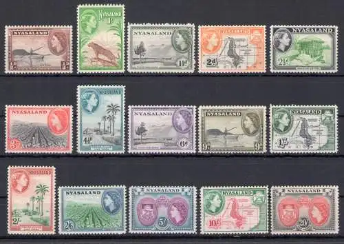 1953-54 Nyasaland Protectorate - Stanley Gibbons Nr. 173-87 - MNH **