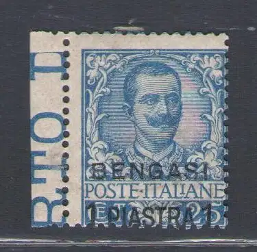 1926 Levante - Bengasi 1 Platte auf 25 Cent hellblau - Nr. 1 - postfrisch **