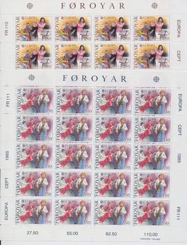 1985 EUROPA CEPT Faeroer 2 Minifogli Musica MNH **