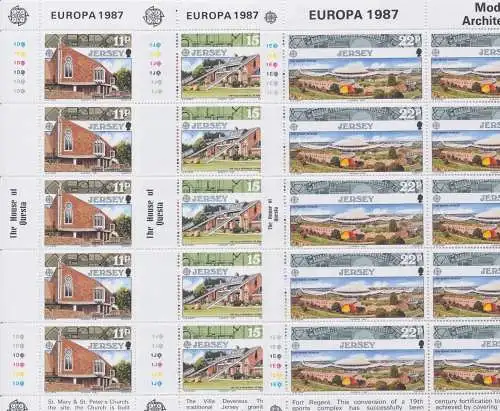 1987 EUROPA CEPT Jersey 3 Miniblätter Moderne Architektur postfrisch **