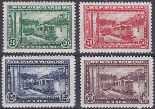 1932 SAN MARINO, Nr. 164-167 Ferrovia Rimini-San Marino MNH **