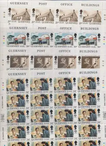 1990 EUROPA CEPT Guernsey 4 Miniblätter Postgebäude postfrisch **