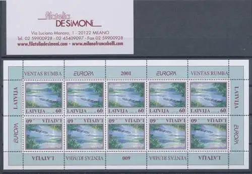 2001 EUROPA CEPT Lettland/Lettland Minifoglio Water MNH **