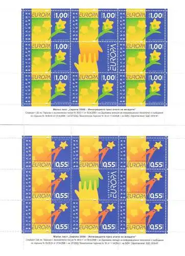 2006 EUROPA CEPT Bulgarien 2 Miniblätter Integration Jugend postfrisch **