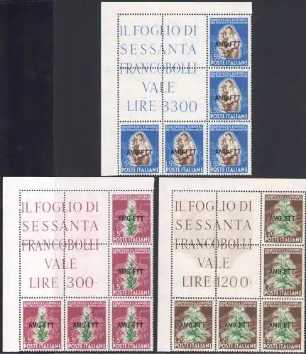 1950 TRIEST A Tabacco Eckblock 3 Val Nr. 84/86 MNH/**