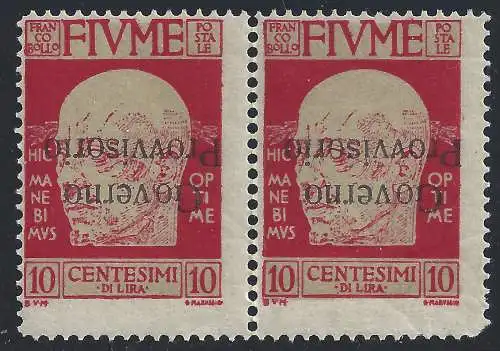 1921 Fluss, Nr. 176b 10 Cent. carminio MLH / * PAAR UMGEDREHT ÜBERDRUCK