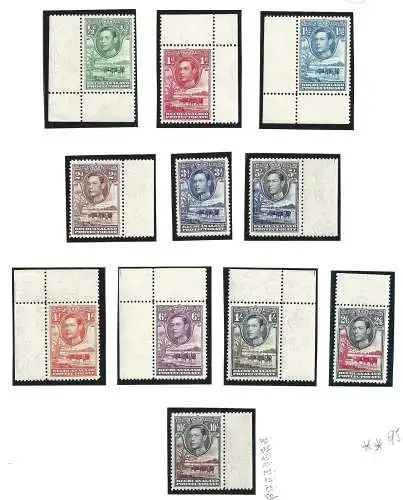 1938-52 BECHUANALAND SG 118/128 11 Werte MNH / ** VOLLGUMMI