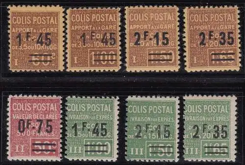 1928-29 FRANKREICH - Postpakete Nr. 88/94 8 Werte MLH*