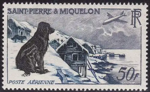 1955 ST. PIERRE ET MIQUELON - PA 24 50f. bistro-schwarz MNH/**