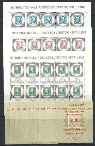 1967 HOLLAND - Nr. 852/854 - 3 Werte in Kleinblättern à 10 MNH **