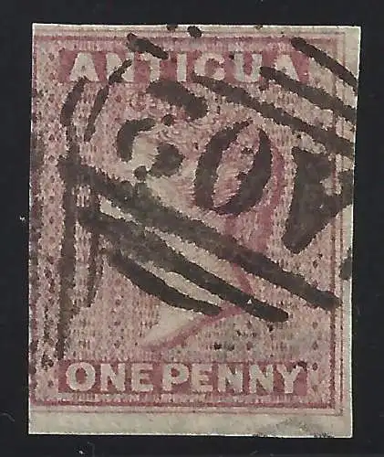 1863 ANTIK - 1d. vermillion - Fake Poststempel auf ungezügelter Platte proof