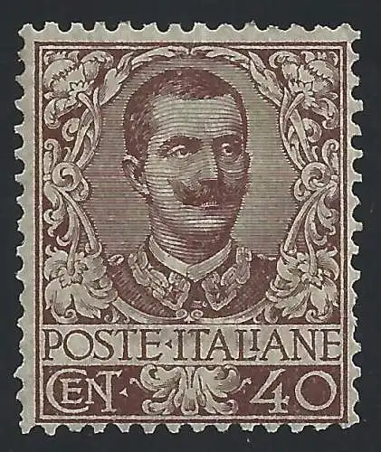 1901 Italien - Königreich, Nr. 74 Floreale 40cent - MNH ** Abkürzung A. Diena