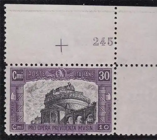 1928 Italien - Königreich, - Miliz II, Nr. 220 N. TABLE 245 MNH **