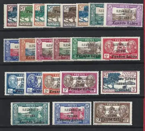 1941 WALLIS und FUTUNA - Yv 92/124 22 Werte à 32 MNH / ** unvollständig